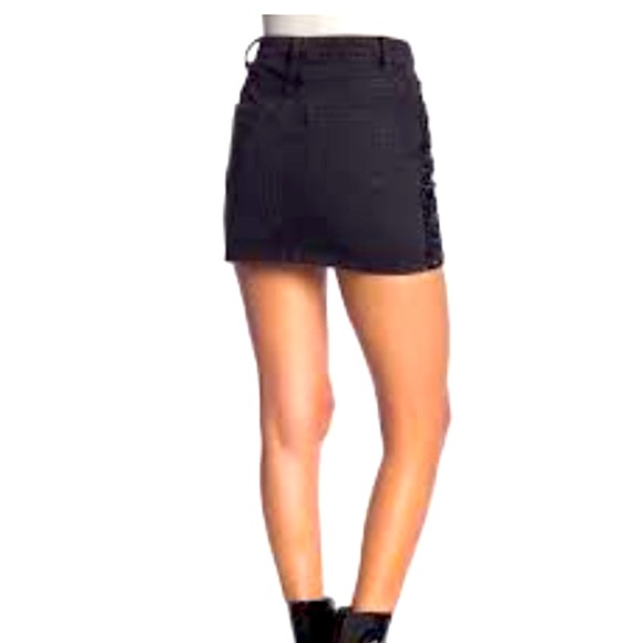 Mustard Seed Sequined Y2K style Denim Miniskirt black MEDIUM NWOT night out chic - Picture 7 of 11